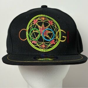 COOGI Black Fitted Baseball Hat with Multicolor Embroidery 7 3/4 Size